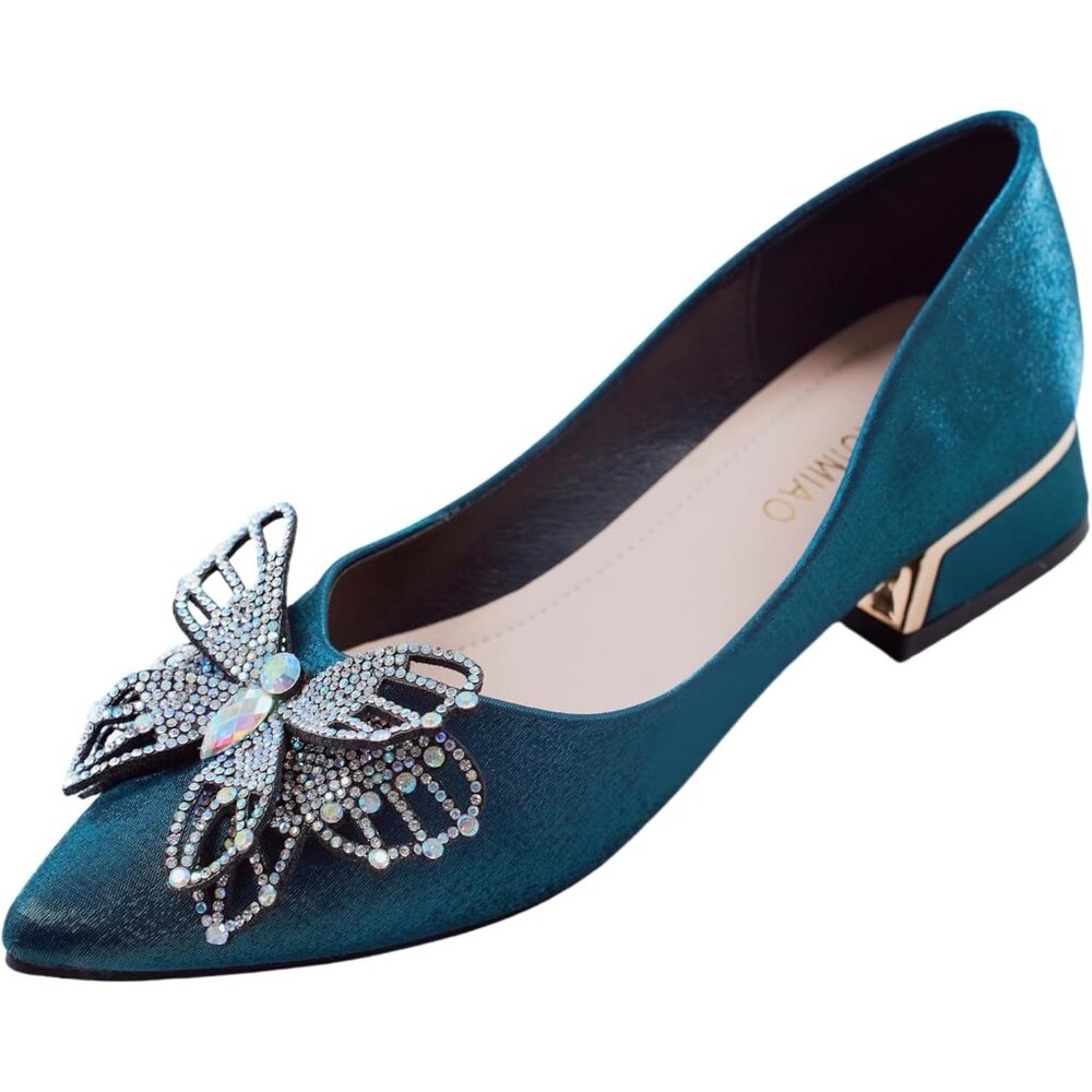 🆕Women's Green 1 Pumps Closed Toe Chunky Heels for Comfortable Work Pumps Shoes